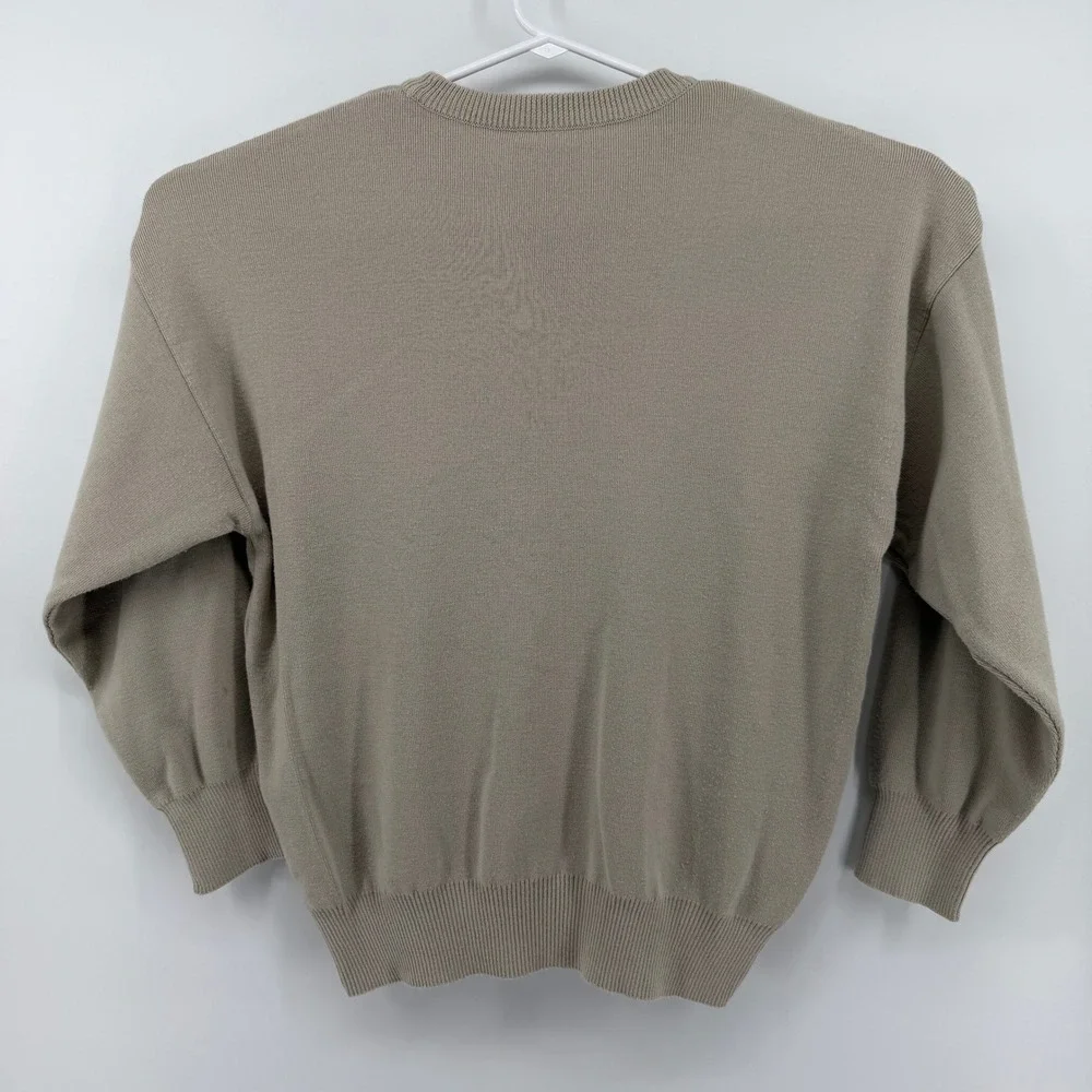 Bogner Men's L Crewneck Wool Blend Sweater Beige Knit Long Sleeve Italian‎ Yarn